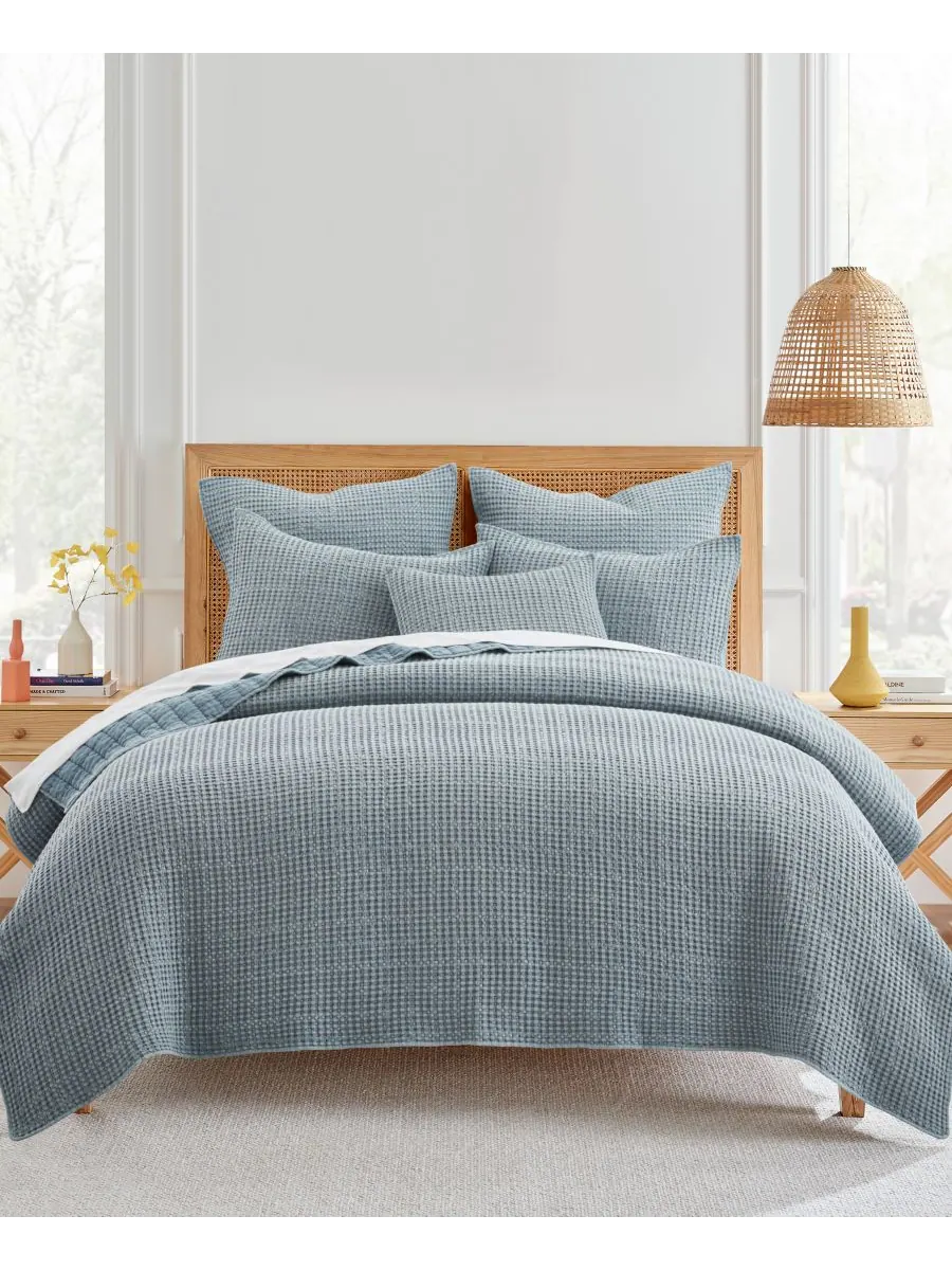 Комплект из 2 наволочек Mills Waffle, европейский стиль Levtex — изображение 3 из 3, синий