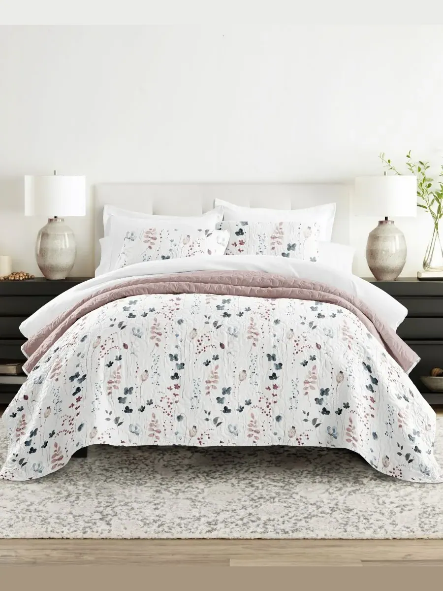 Двустороннее одеяло Poppy Bloom, 3 предмета, размер Full/Queen Ienjoy Home — изображение 1 из 10, сирень