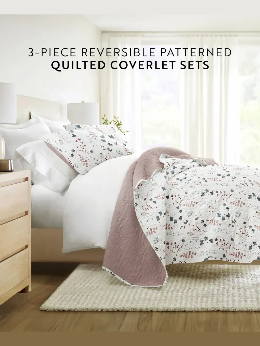 Двустороннее одеяло Poppy Bloom, 3 предмета, размер Full/Queen Ienjoy Home — изображение 2 из 10, сирень