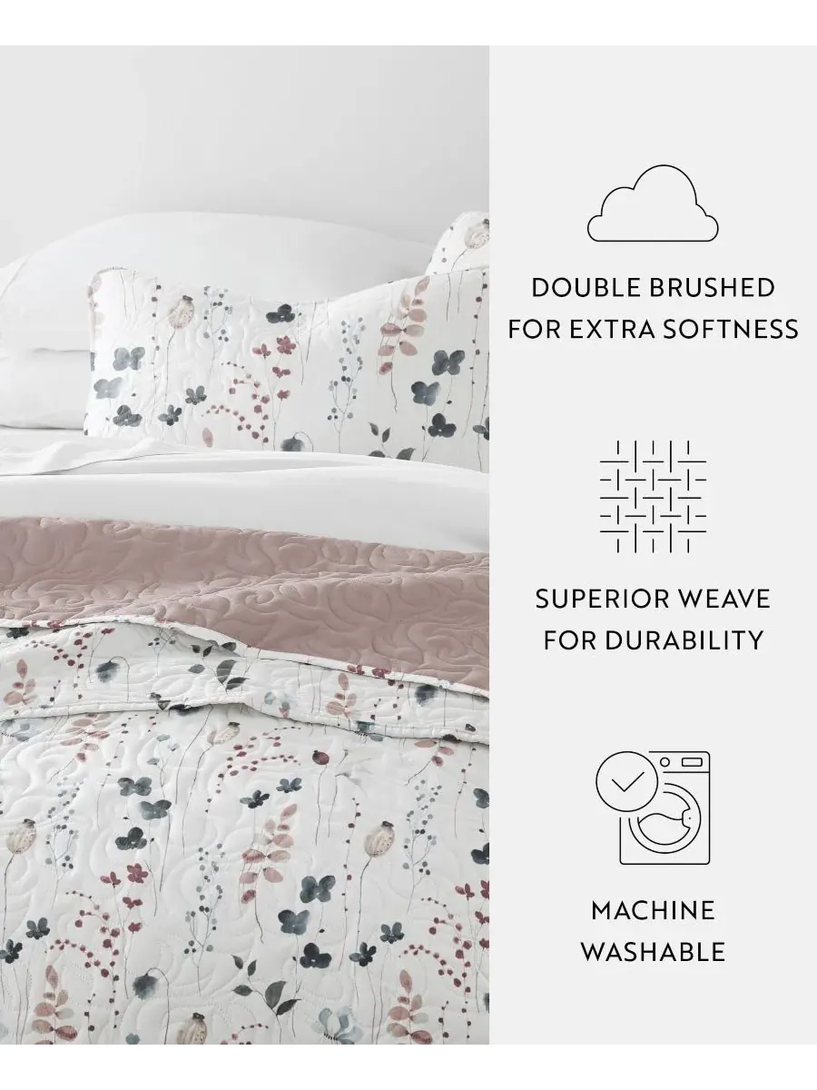 Двустороннее одеяло Poppy Bloom, 3 предмета, размер Full/Queen Ienjoy Home — изображение 5 из 10, сирень