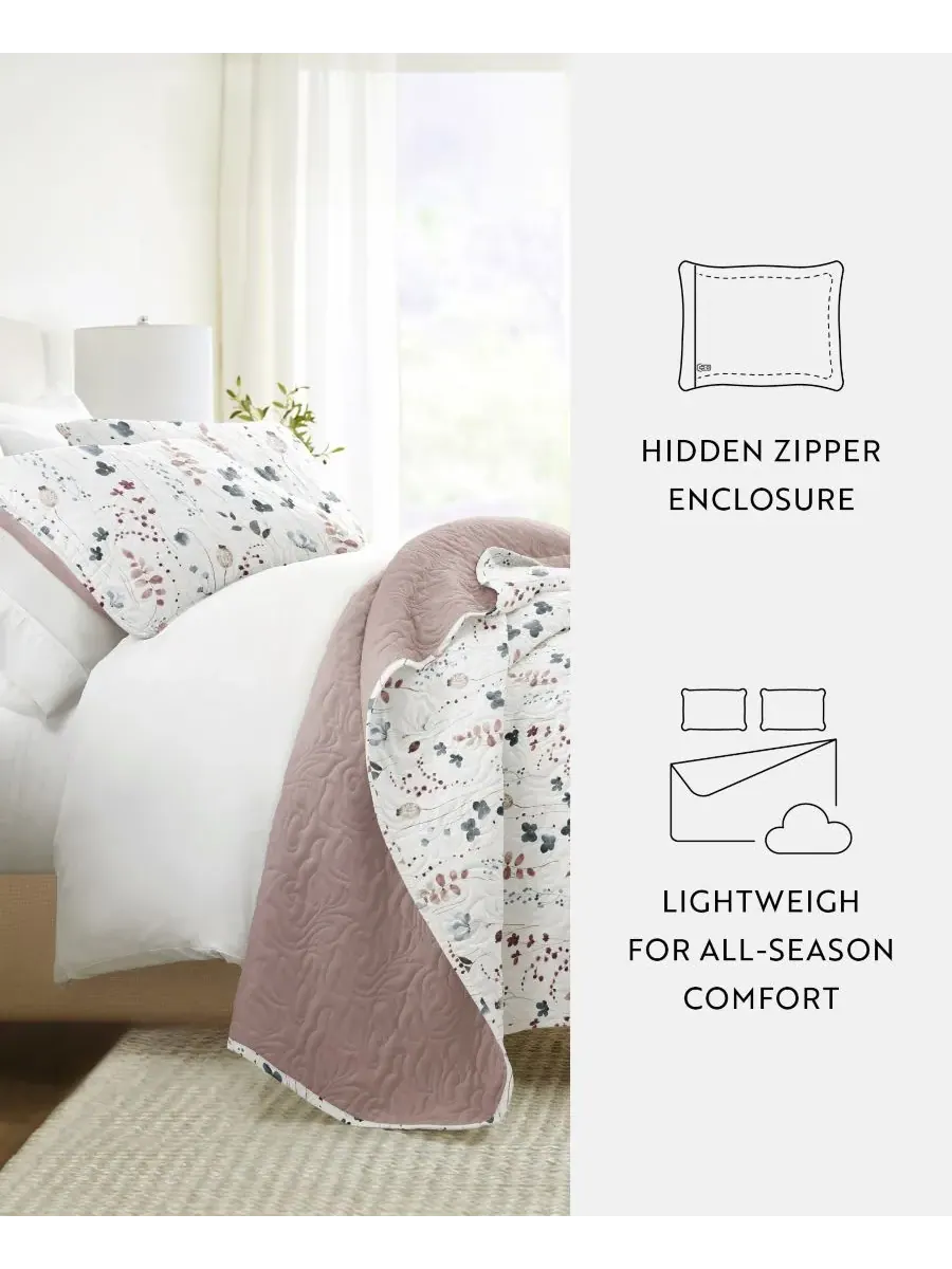 Двустороннее одеяло Poppy Bloom, 3 предмета, размер Full/Queen Ienjoy Home — изображение 6 из 10, сирень