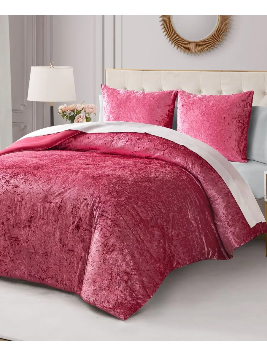 Комплект постельного белья из 3 предметов с бархатной обивкой, размер Full/Queen Juicy Couture — изображение 3 из 10, розовый
