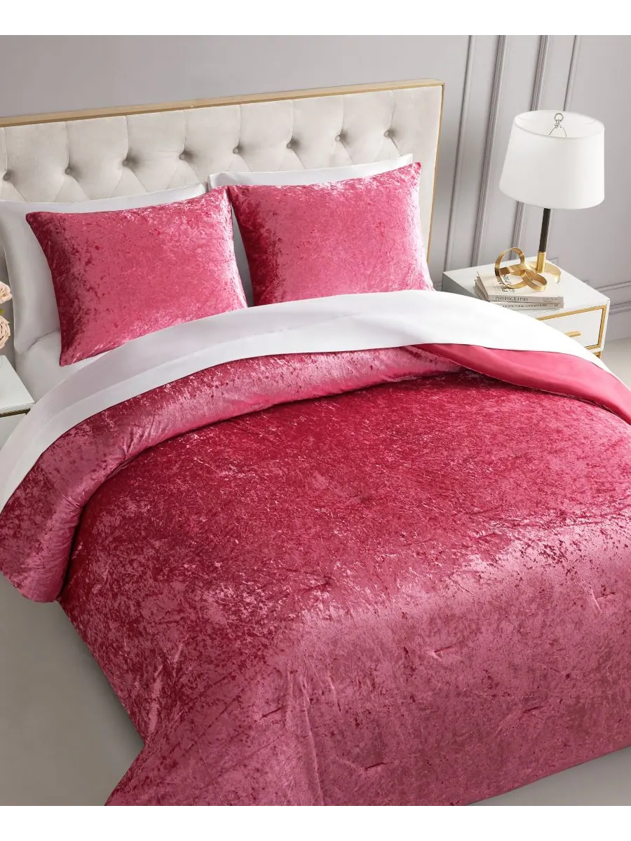 Комплект постельного белья из 3 предметов с бархатной обивкой, размер Full/Queen Juicy Couture — изображение 4 из 10, розовый