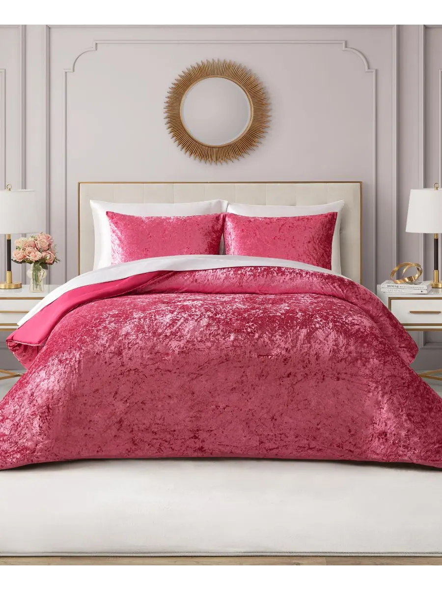 Комплект постельного белья из 3 предметов с бархатной обивкой, размер Full/Queen Juicy Couture — изображение 6 из 10, розовый