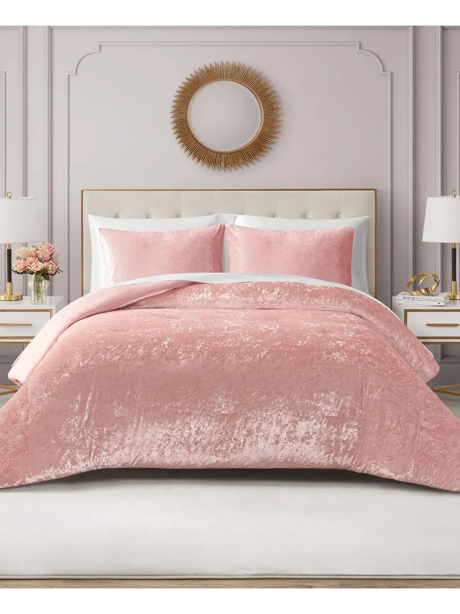 Комплект постельного белья из 3 предметов с бархатной обивкой, размер Full/Queen Juicy Couture — изображение 7 из 10, розовый
