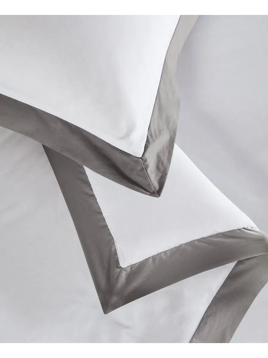 Комплект постельного белья Cotton Hotel Border, Full/Queen Brooklyn Loom — изображение 6 из 6, белый серый