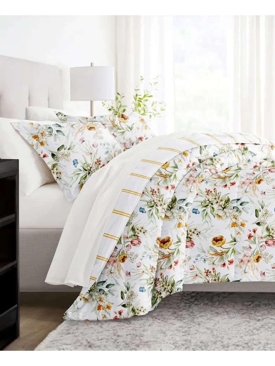 Комплект постельного белья с узором, 7 предметов, Queen ienjoy Home, Chintz Floral Stripe Clay — изображение 3 из 11