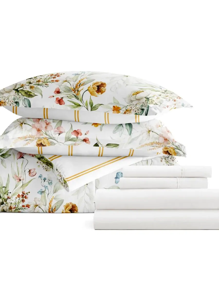 Комплект постельного белья с узором, 7 предметов, Queen ienjoy Home, Chintz Floral Stripe Clay — изображение 5 из 11