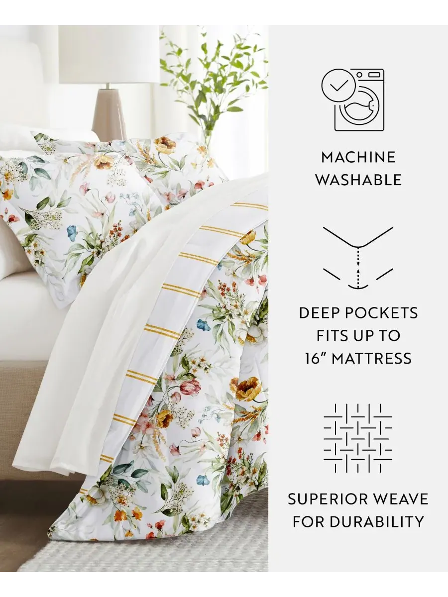 Комплект постельного белья с узором, 7 предметов, Queen ienjoy Home, Chintz Floral Stripe Clay — изображение 6 из 11