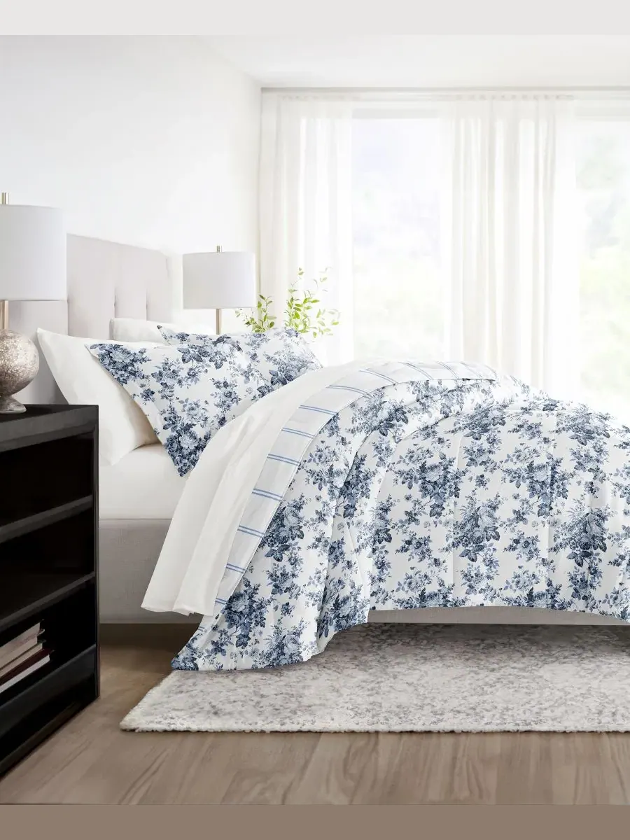 Комплект постельного белья с узором, 7 предметов, Queen ienjoy Home — изображение 4 из 11, розовый