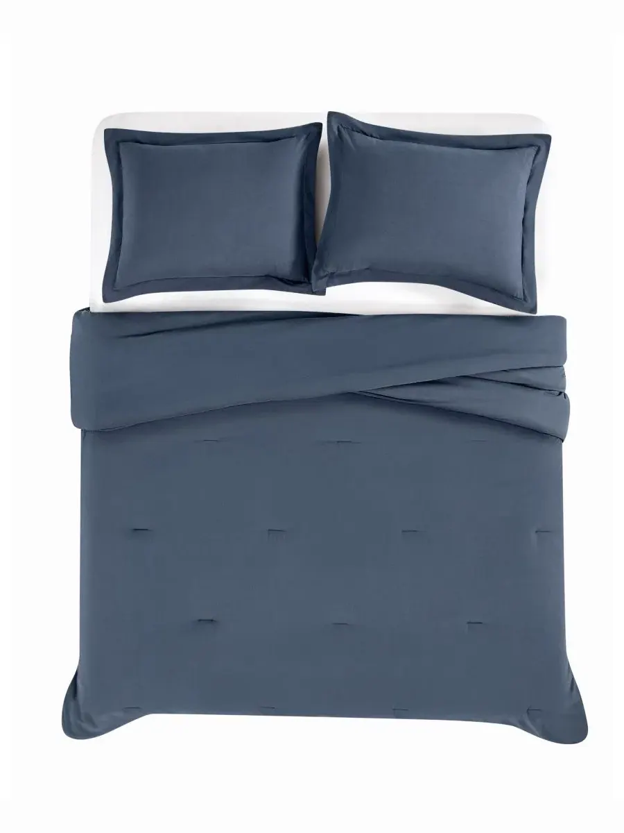 Комплект стеганого одеяла Essential Cotton, Twin/Twin XL Brooklyn Loom — изображение 3 из 4, синий