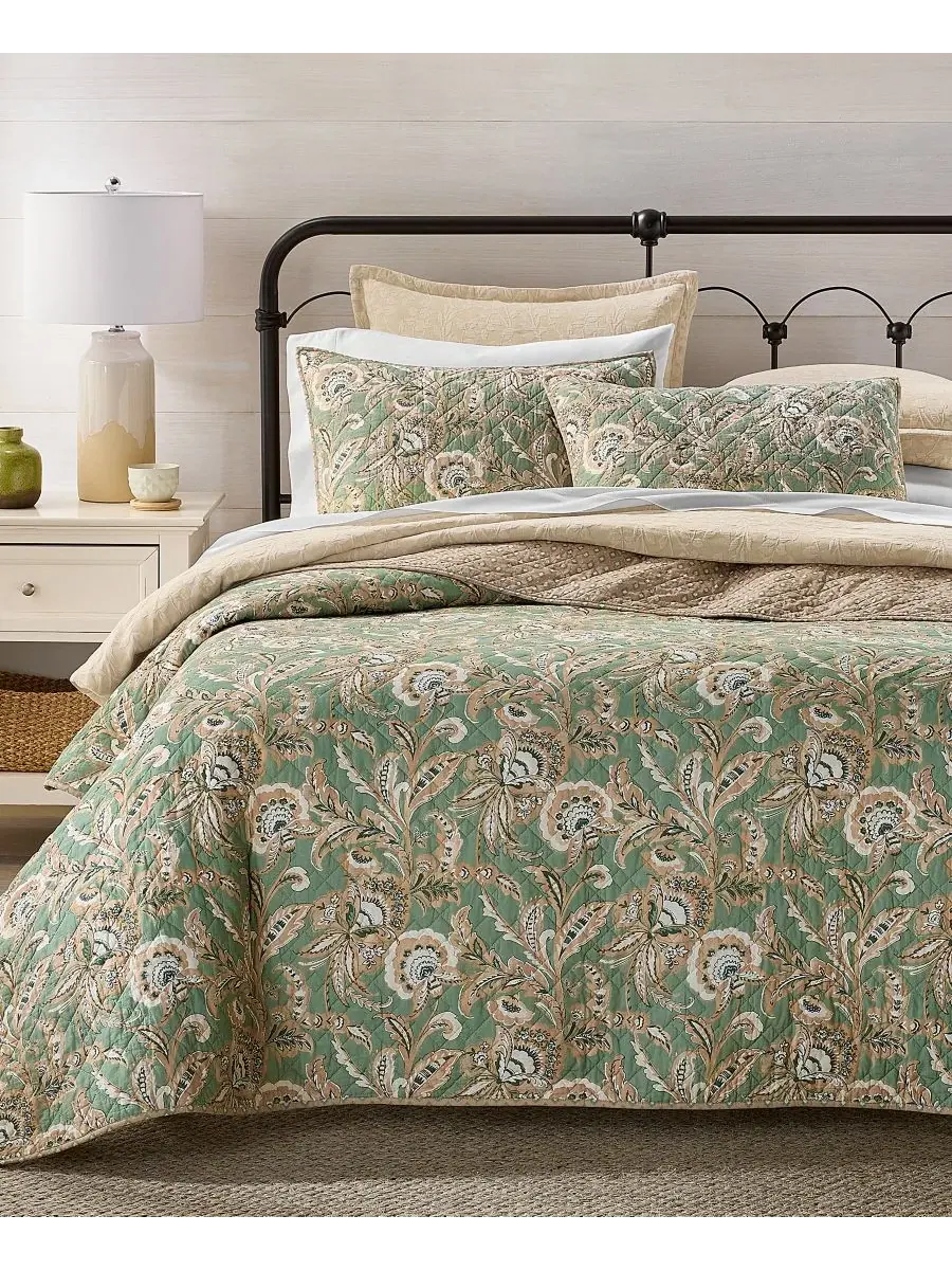 Стеганый комплект Venetian Vine Cotton 2-Piece Quilt Set Charter Club — изображение 3 из 8, шалфейный