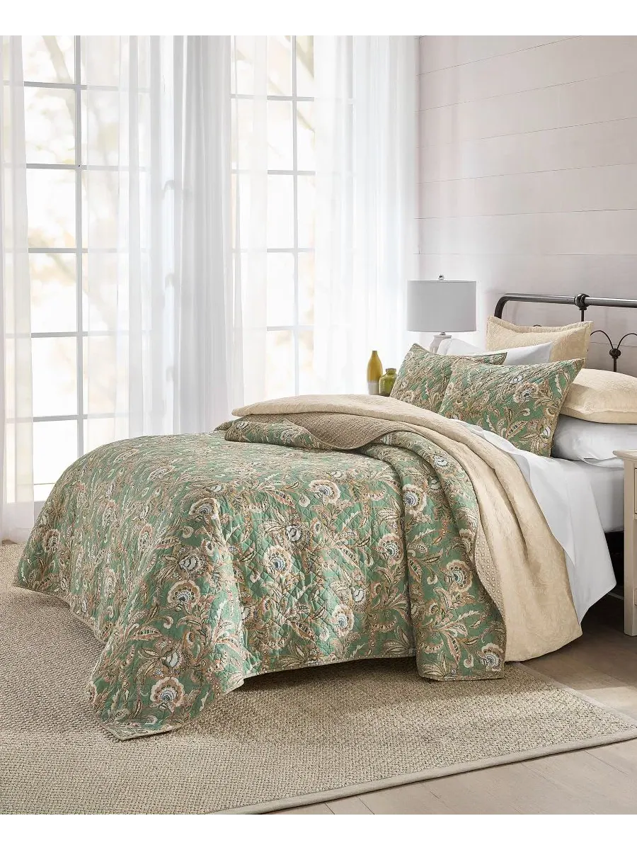 Стеганый комплект Venetian Vine Cotton 2-Piece Quilt Set Charter Club — изображение 5 из 8, шалфейный