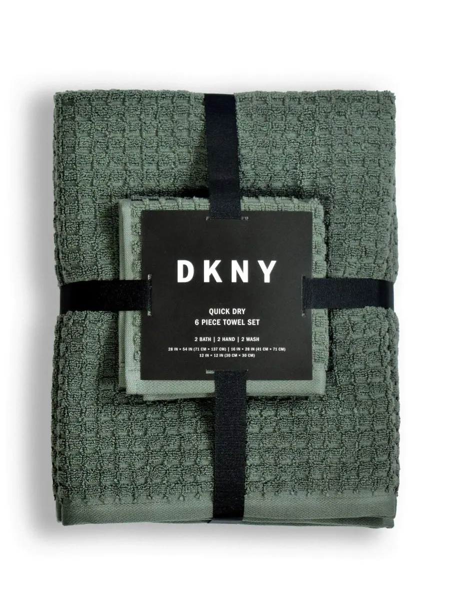 Быстросохнущий набор банных полотенец из 6 предметов DKNY — изображение 3 из 8, мох