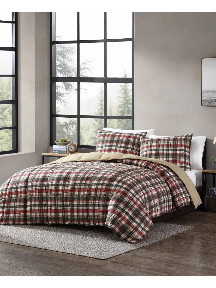 Двусторонний комплект постельного белья Astoria из микрозамши, размер King Eddie Bauer — изображение 2 из 7, темный красный