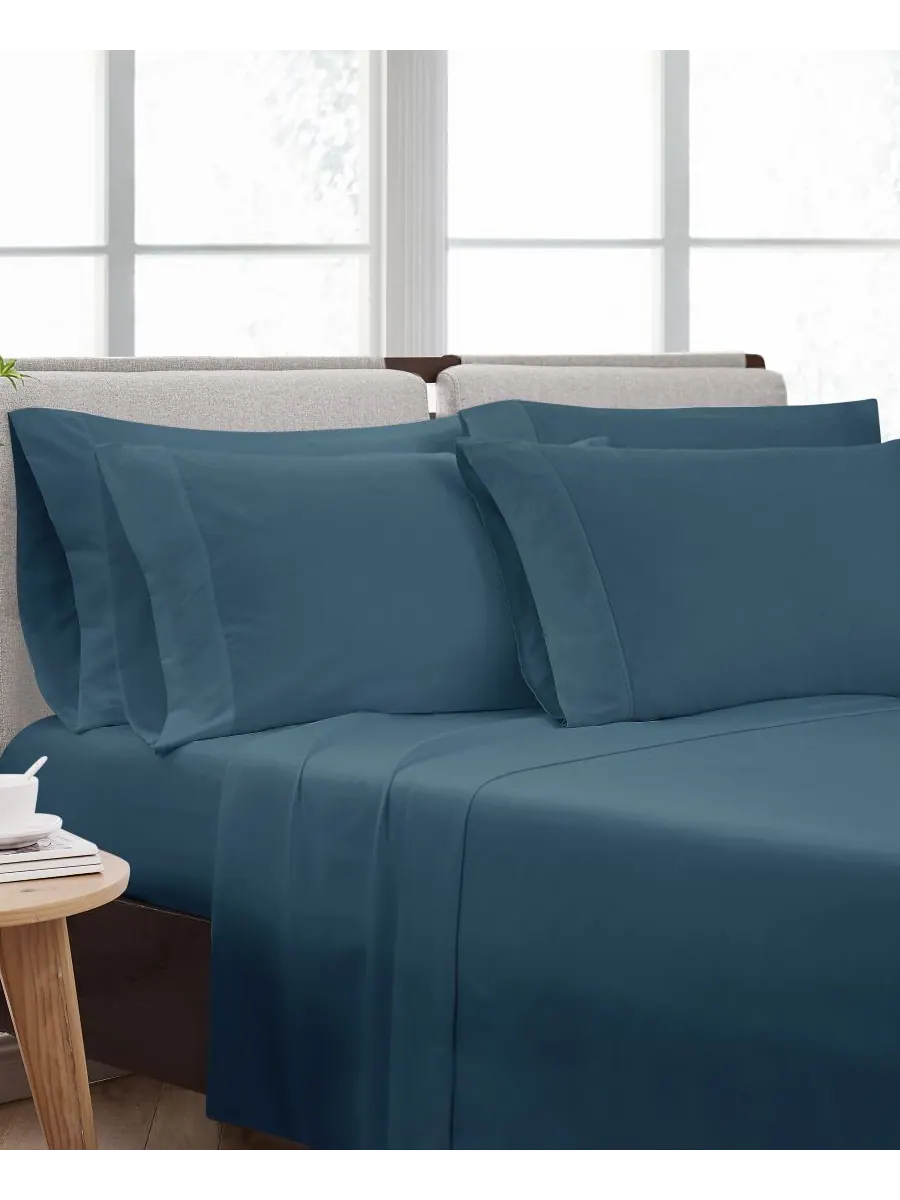 Комплект постельного белья Heritage из микрофибры, 6 предметов, размер «полный» Cannon — изображение 2 из 3, темно-синий