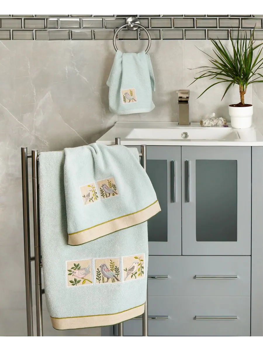 Набор из 3 полотенец cotton belinda с вышивкой. Linum Home — изображение 4 из 4, голубой