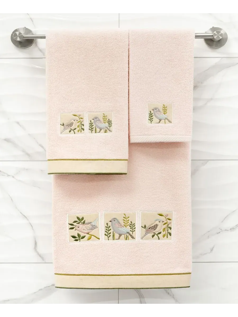 Набор из 3 полотенец Cotton Belinda с вышивкой Linum Home — изображение 3 из 4, пудровый розовый