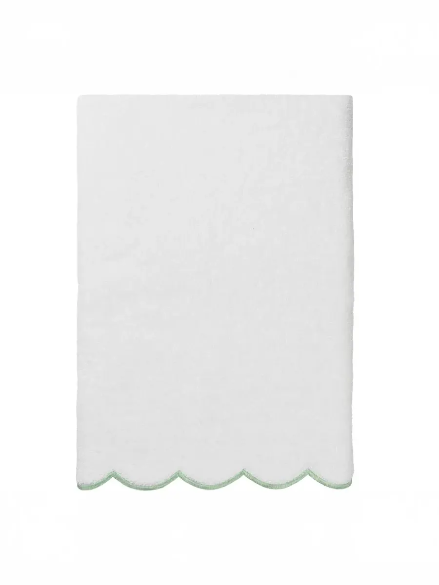 Набор из 6 полотенец Adornia Scallop Cotton Linum Home — изображение 3 из 6, белый зеленый