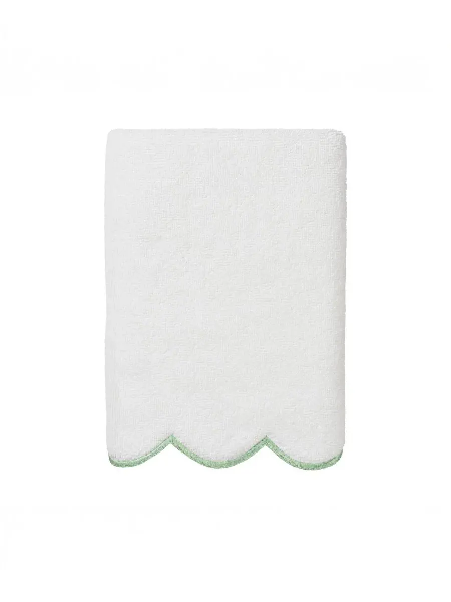 Набор из 6 полотенец Adornia Scallop Cotton Linum Home — изображение 6 из 6, белый зеленый