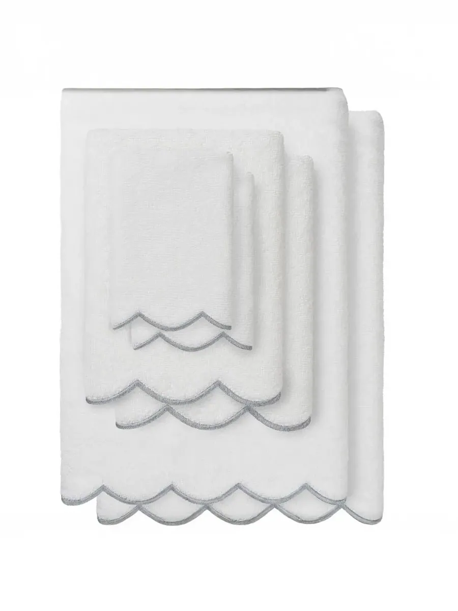 Набор из 6 полотенец Adornia Scallop Cotton Linum Home — изображение 1 из 6, белый серый