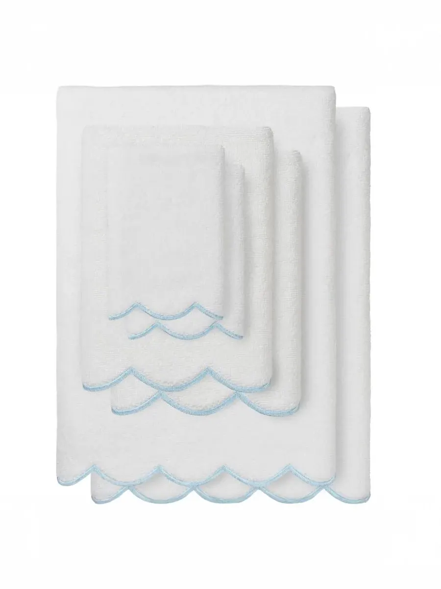 Набор из 6 полотенец Adornia Scallop Cotton Linum Home — изображение 1 из 6, белый синий