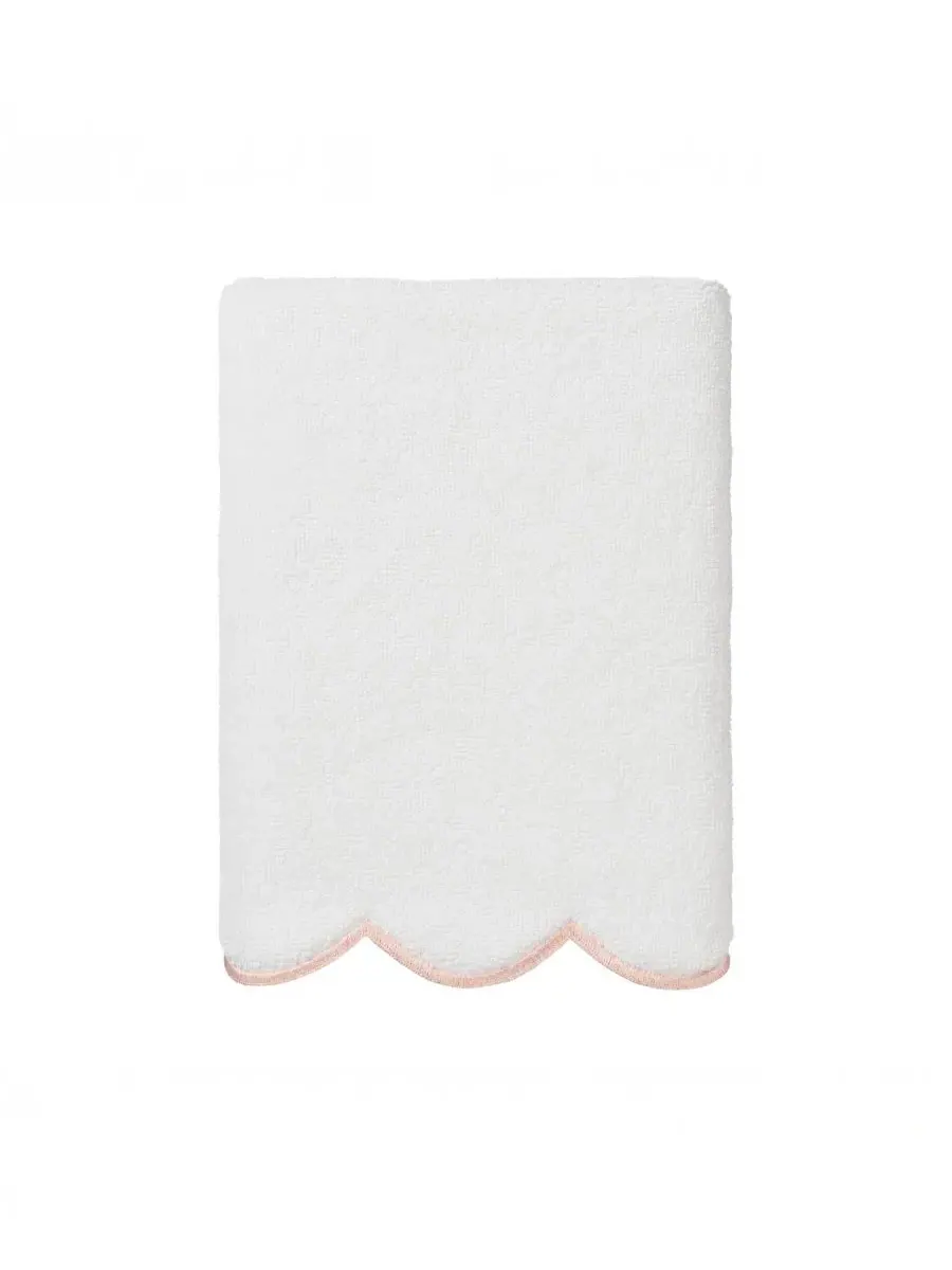 Набор из 6 полотенец Adornia Scallop Cotton Linum Home — изображение 6 из 6, белый розовый
