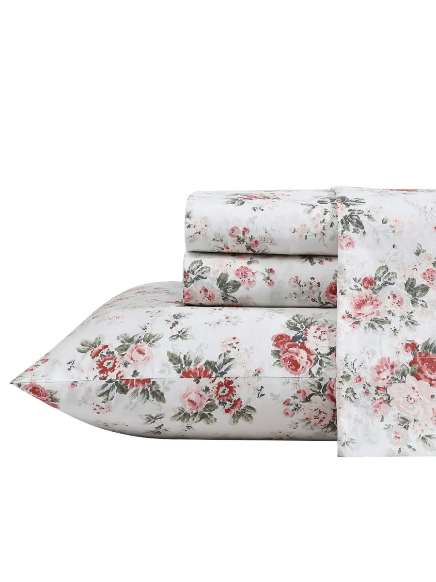 Комплект постельного белья из хлопкового перкаля, 4 предмета, размер Queen Laura Ashley