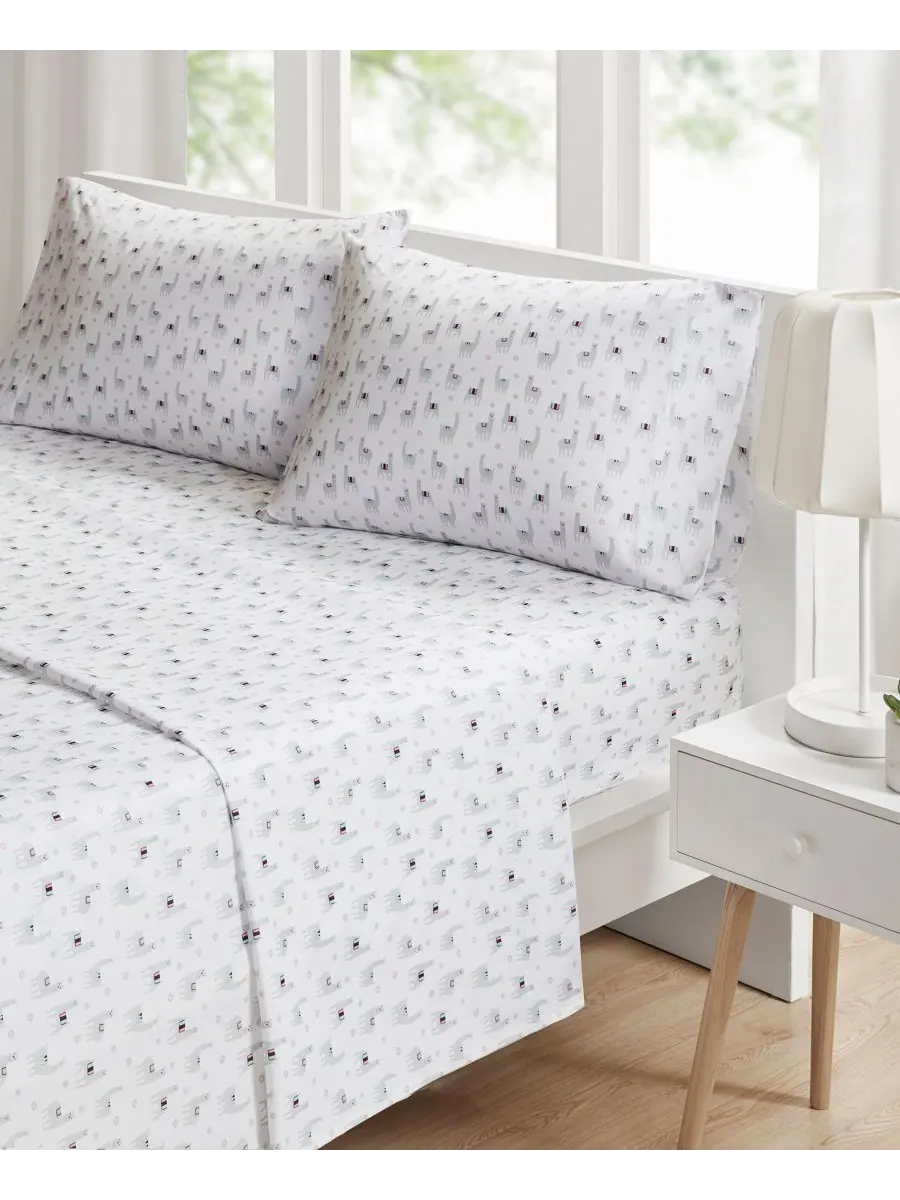 Комплект постельного белья из микрофибры с оригинальным принтом, 4 предмета, размер «полный» — изображение 2 из 7, серый