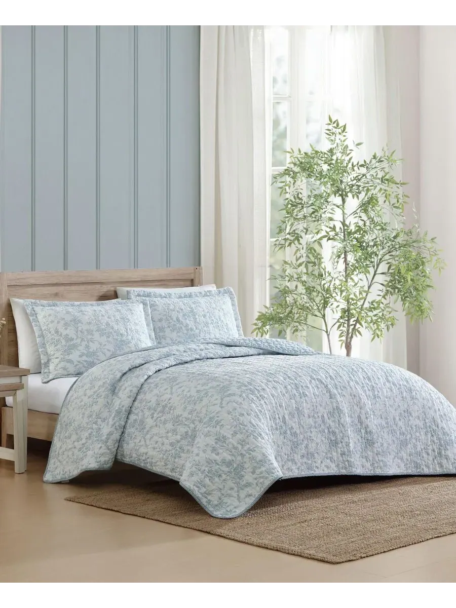 Комплекты стеганых одеял из ткани сирсакер от Amberly Laura Ashley — изображение 2 из 9, синий