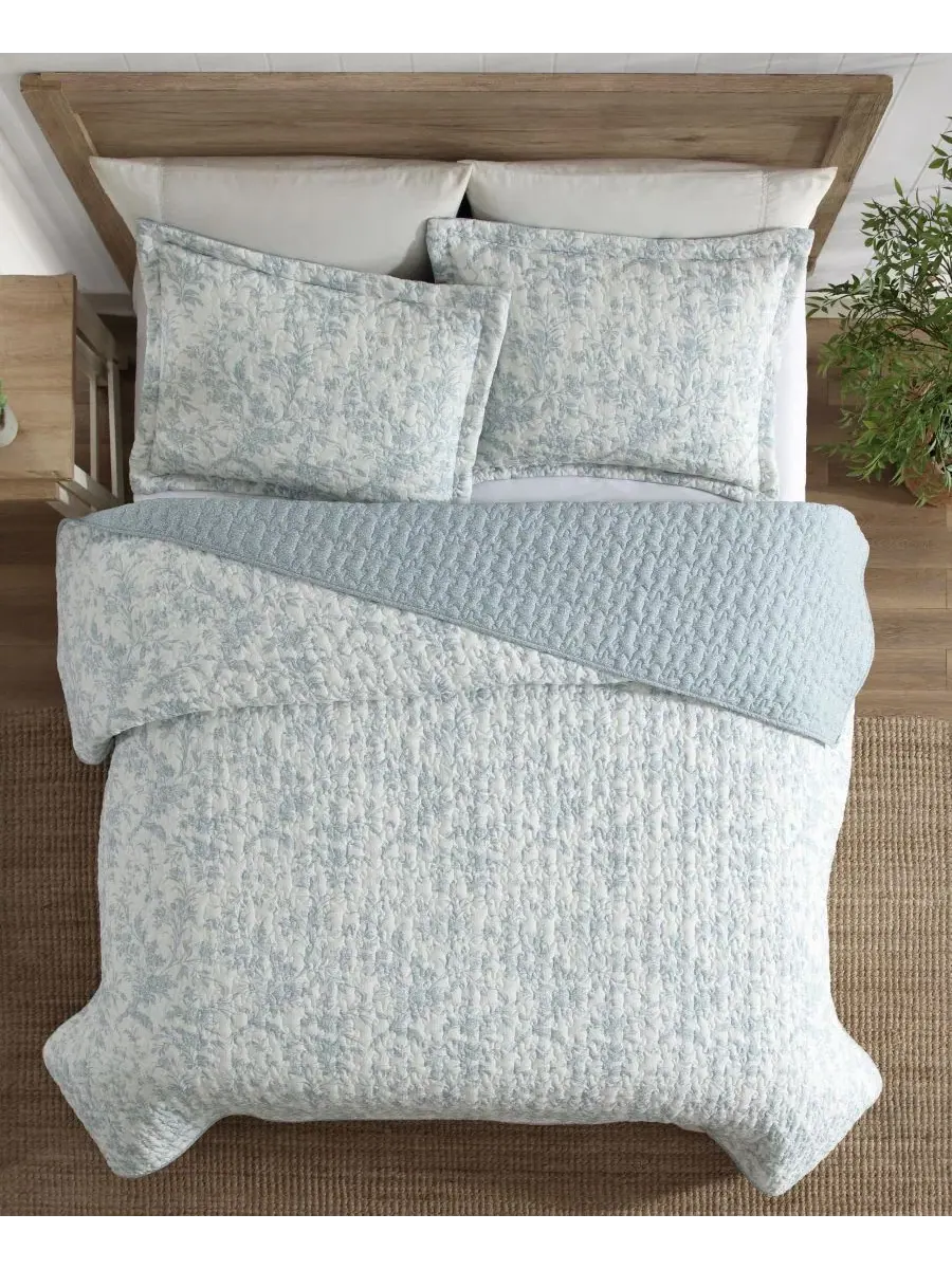 Комплекты стеганых одеял из ткани сирсакер от Amberly Laura Ashley — изображение 3 из 9, синий