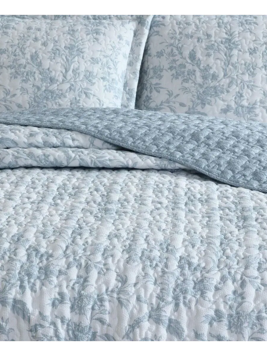 Комплекты стеганых одеял из ткани сирсакер от Amberly Laura Ashley — изображение 5 из 9, синий