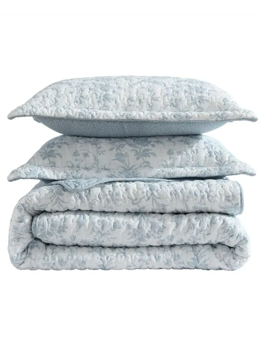 Комплекты стеганых одеял из ткани сирсакер от Amberly Laura Ashley — изображение 8 из 9, синий