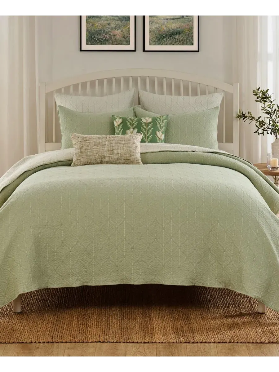 Покрывало-набор Harper Jacquard-Woven Reversible 2-предметный, Twin Greenland Home Fashions