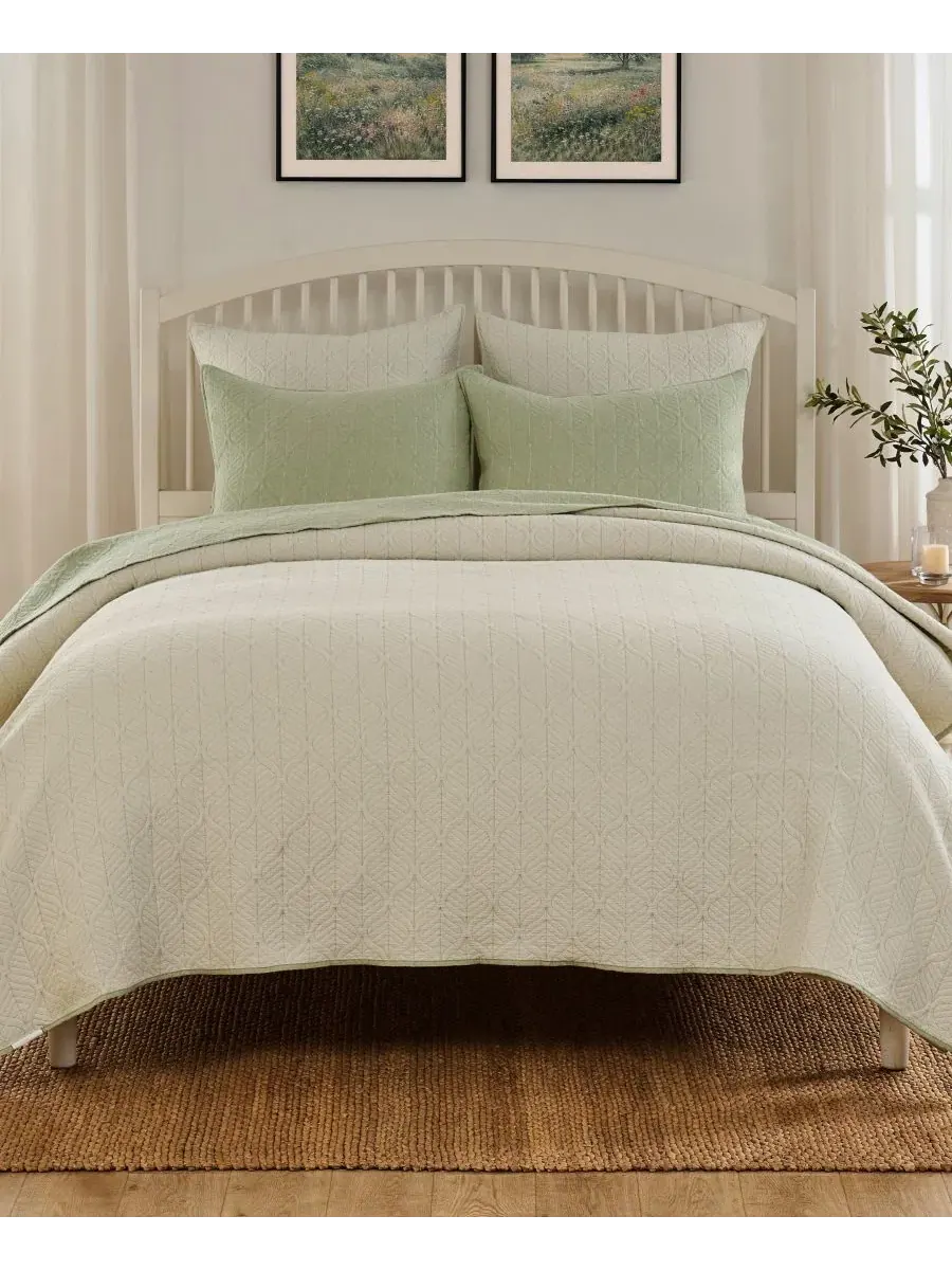 Покрывало-набор Harper Jacquard-Woven Reversible 2-предметный, Twin Greenland Home Fashions — изображение 2 из 7, шалфейный