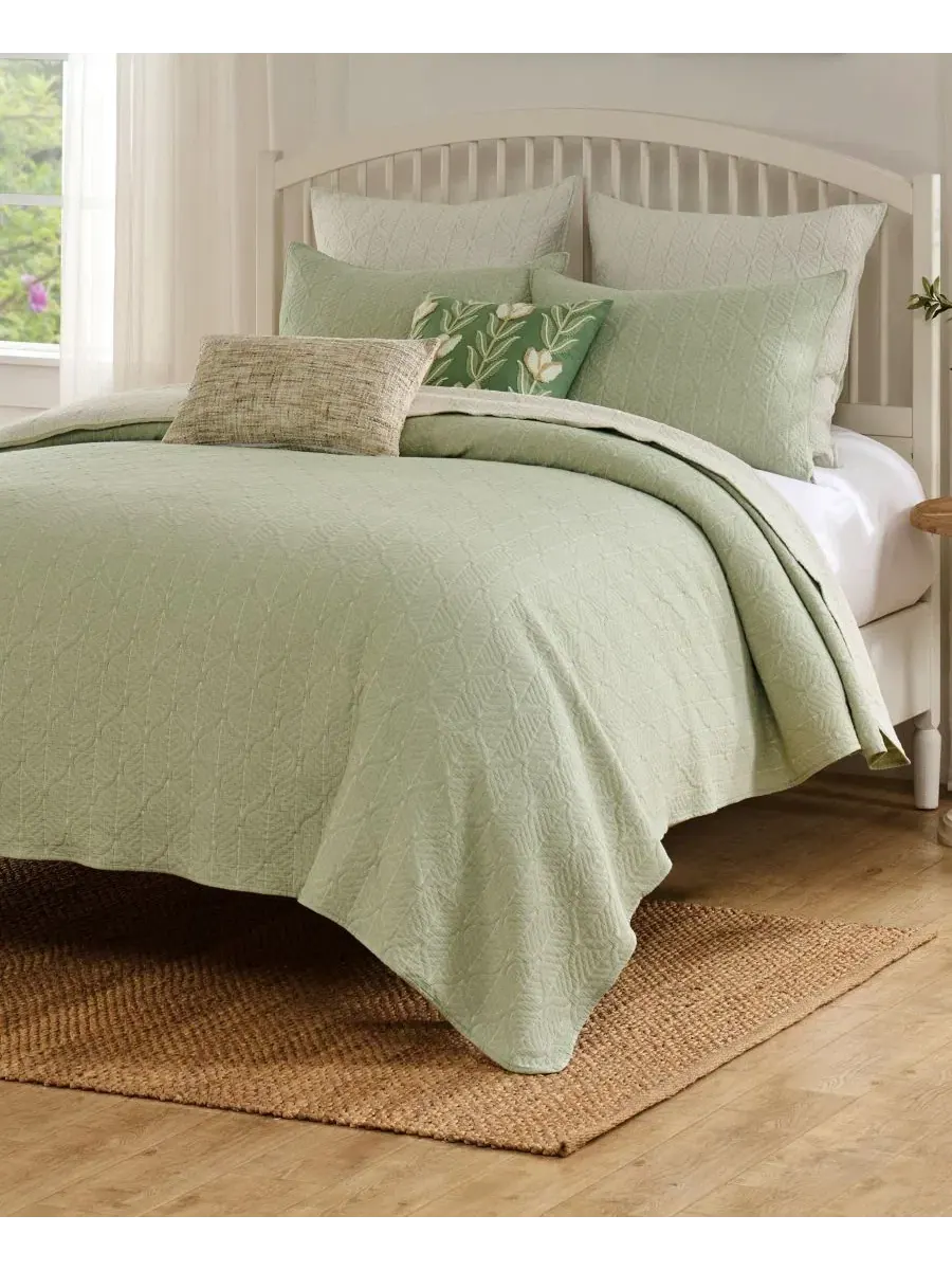 Покрывало-набор Harper Jacquard-Woven Reversible 2-предметный, Twin Greenland Home Fashions — изображение 5 из 7, шалфейный