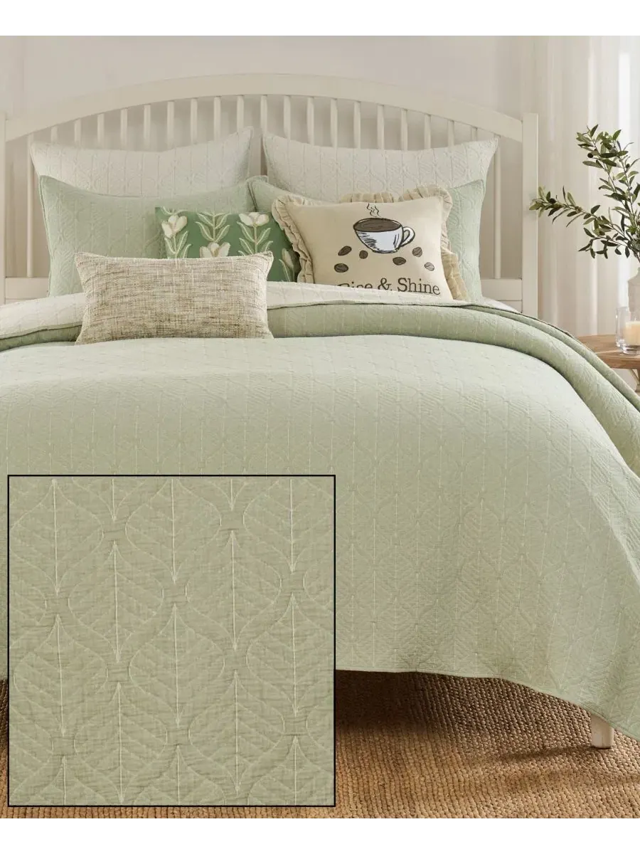 Покрывало-набор Harper Jacquard-Woven Reversible 2-предметный, Twin Greenland Home Fashions — изображение 7 из 7, шалфейный