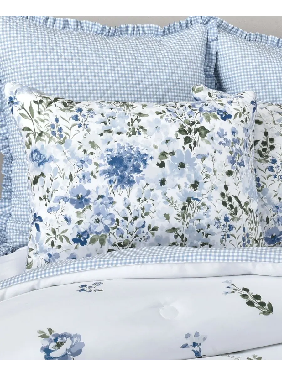 Комплект постельного белья Kourtney Floral из 4 предметов, размер Full Royal Court — изображение 2 из 6, синий
