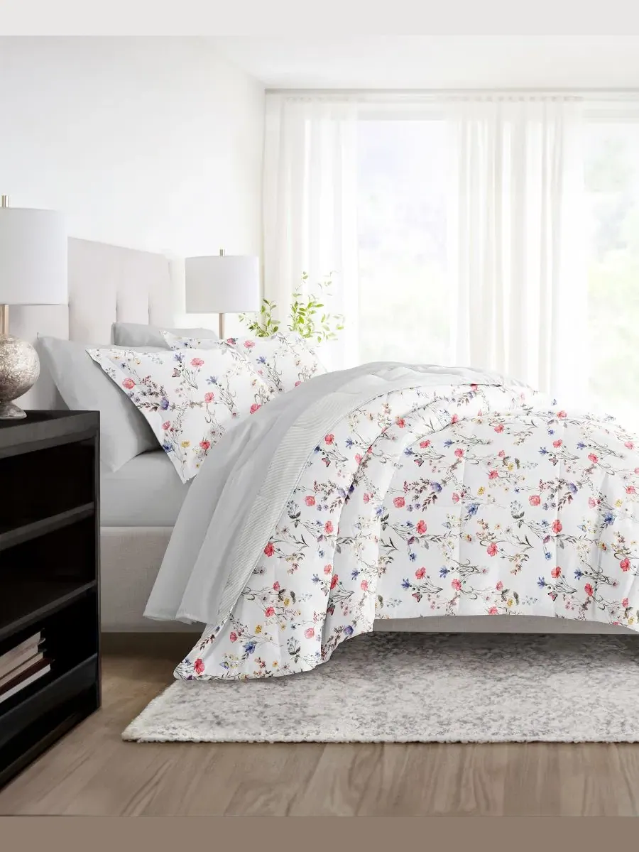 Комплект постельного белья 7 предметов с узором California King ienjoy Home — изображение 4 из 11, розовый