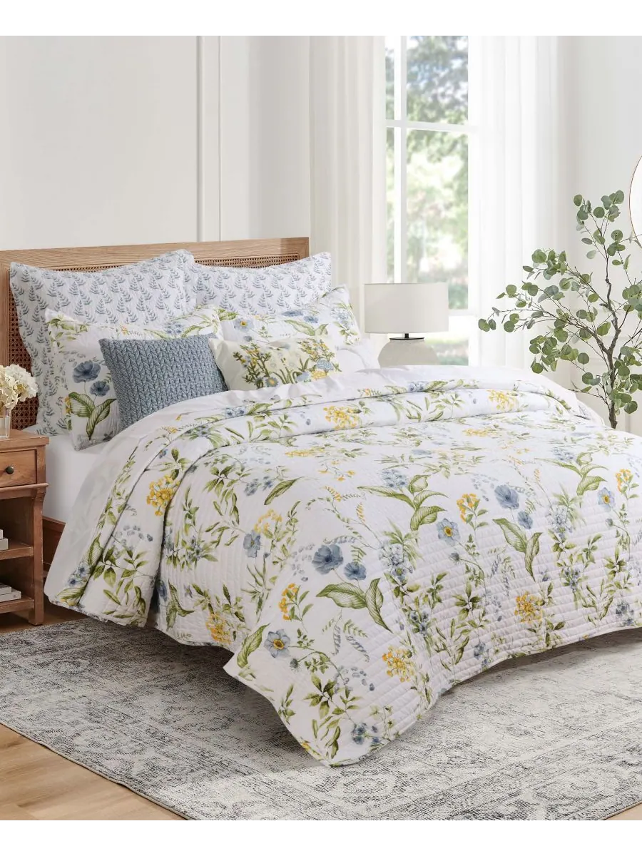 Комплект постельного белья Viviana Watercolor Floral из 3 предметов, размер King Levtex — изображение 1 из 5, синий