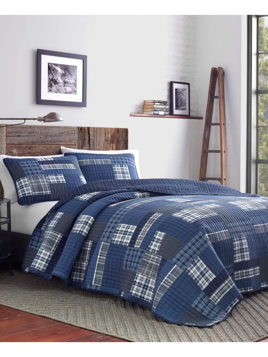 Двусторонний комплект постельного белья Eastmont из 3 предметов, размер King Eddie Bauer — изображение 3 из 10, темно-синий