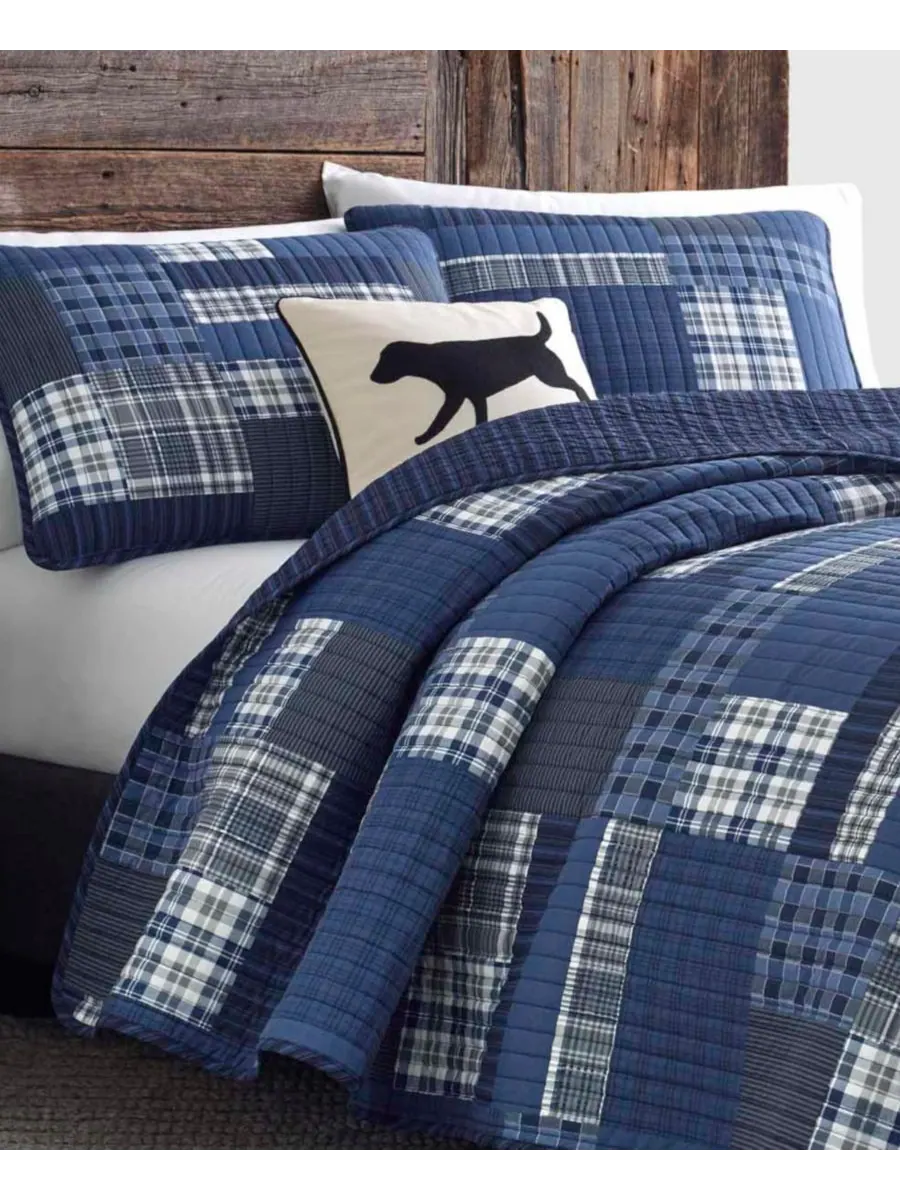 Двусторонний комплект постельного белья Eastmont из 3 предметов, размер King Eddie Bauer — изображение 4 из 10, темно-синий