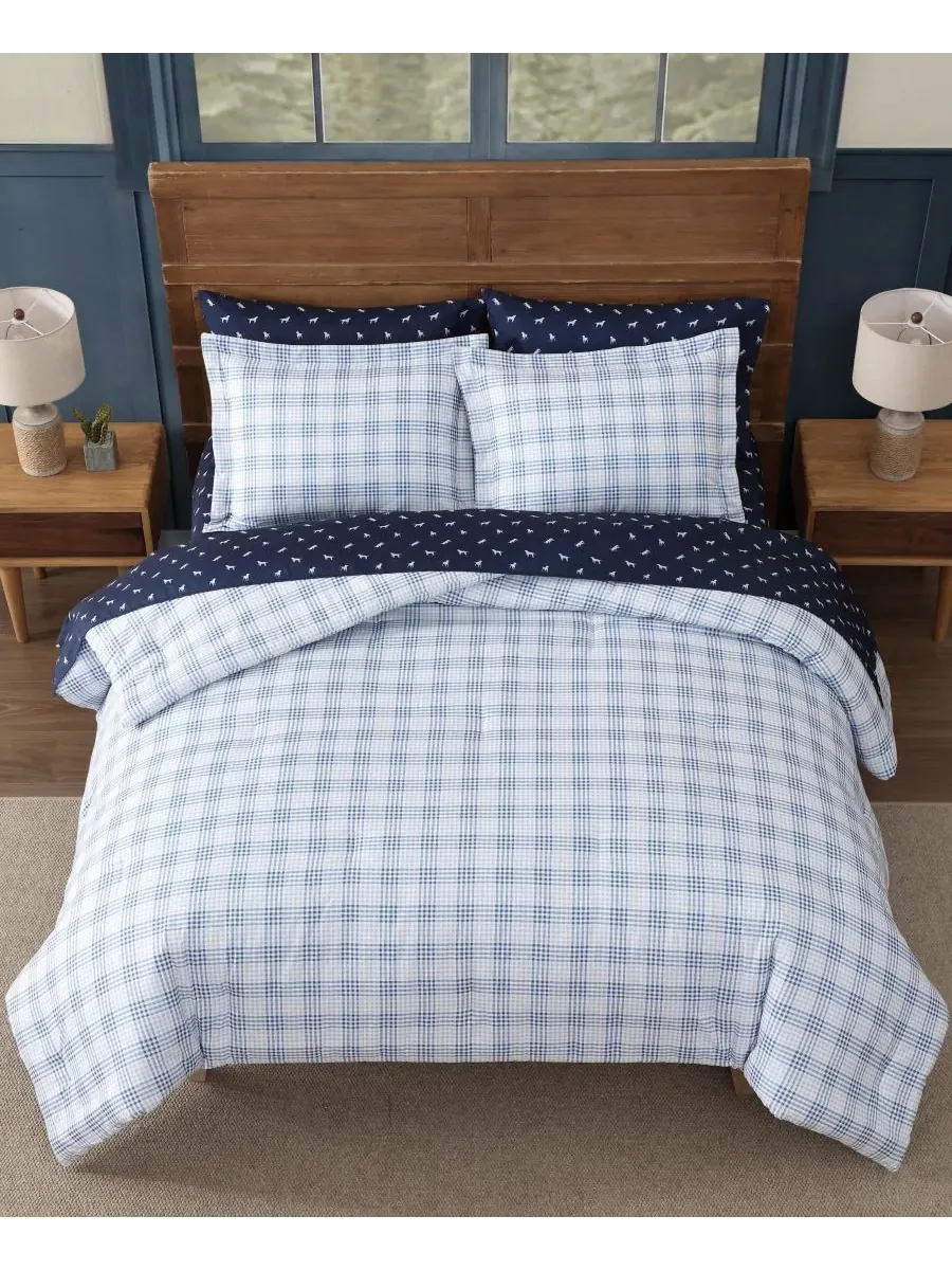Комплект постельного белья Beach Pine Plaid, 5 предметов, размер Twin/Twin XL Eddie Bauer — изображение 3 из 7, серый синий