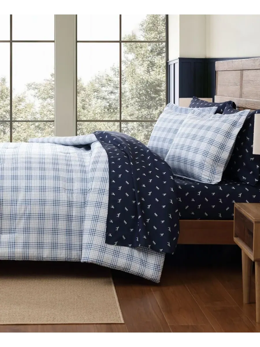 Комплект постельного белья Beach Pine Plaid, 5 предметов, размер Twin/Twin XL Eddie Bauer — изображение 4 из 7, серый синий
