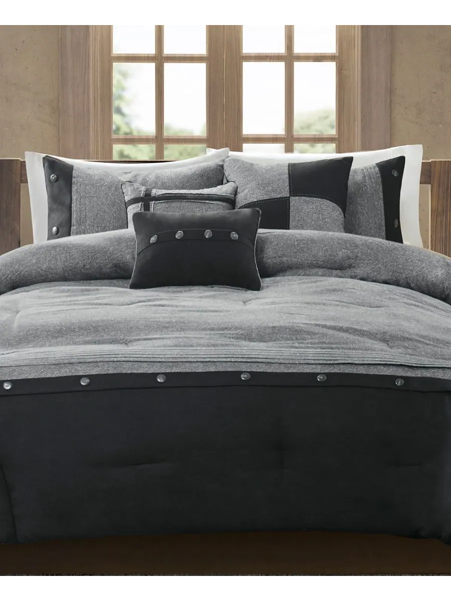 Комплект постельного белья Boone Microsuede из 7 предметов, размер California King Madison Park — изображение 1 из 7, серый