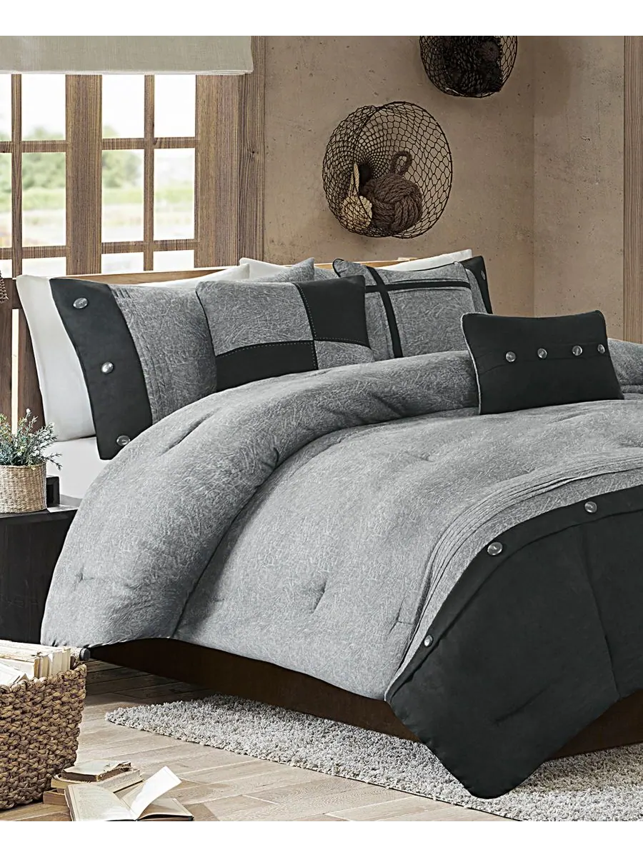 Комплект постельного белья Boone Microsuede из 7 предметов, размер California King Madison Park — изображение 2 из 7, серый