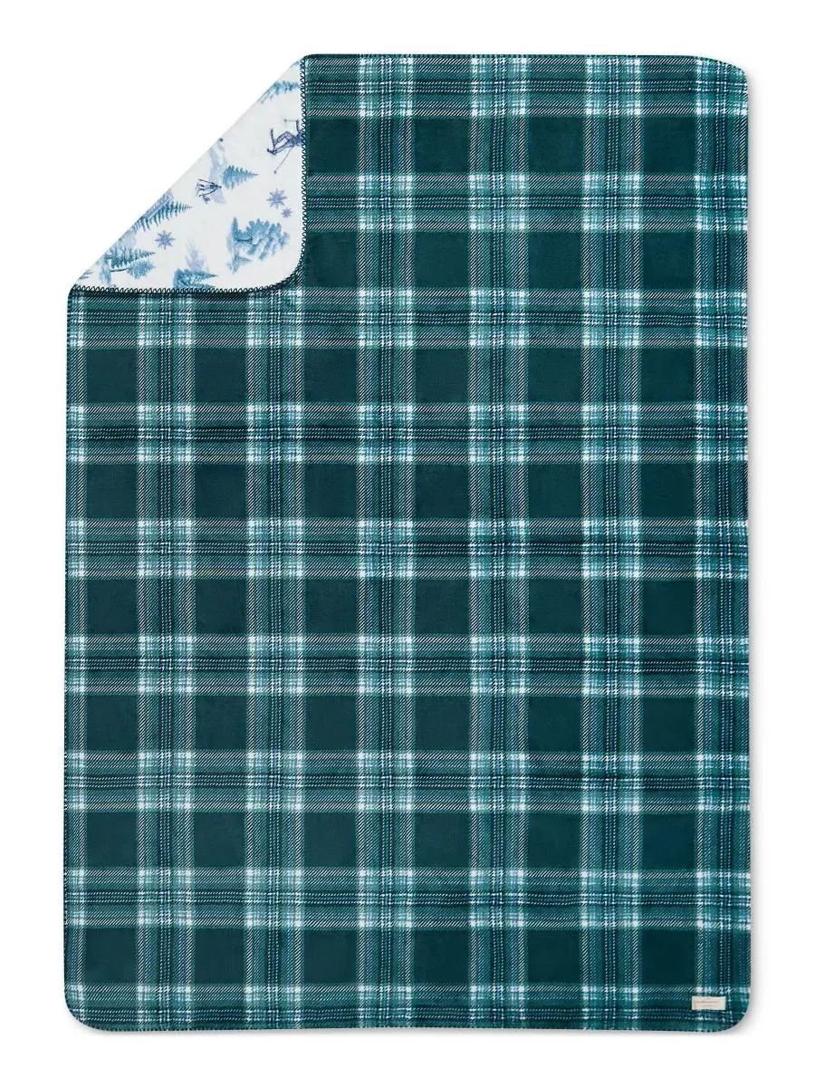 Водонепроницаемый двусторонний плед в клетку, 127 x 178 см Weatherproof Vintage — изображение 3 из 5, зеленый