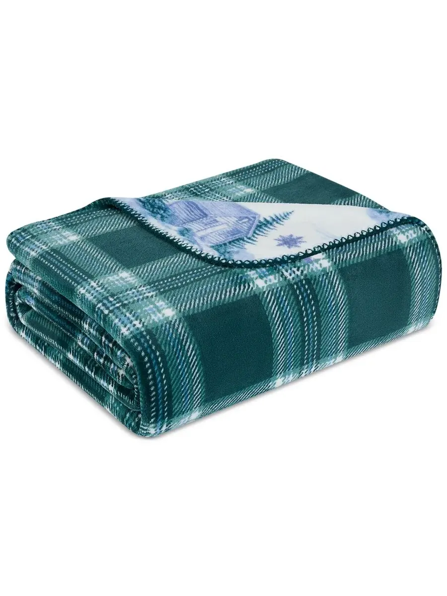 Водонепроницаемый двусторонний плед в клетку, 127 x 178 см Weatherproof Vintage — изображение 4 из 5, зеленый