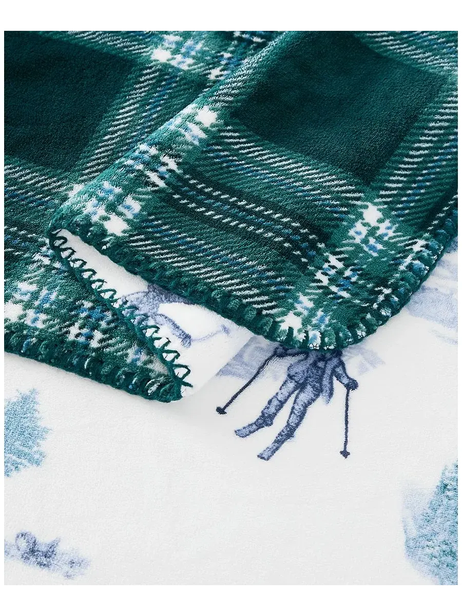 Водонепроницаемый двусторонний плед в клетку, 127 x 178 см Weatherproof Vintage — изображение 5 из 5, зеленый