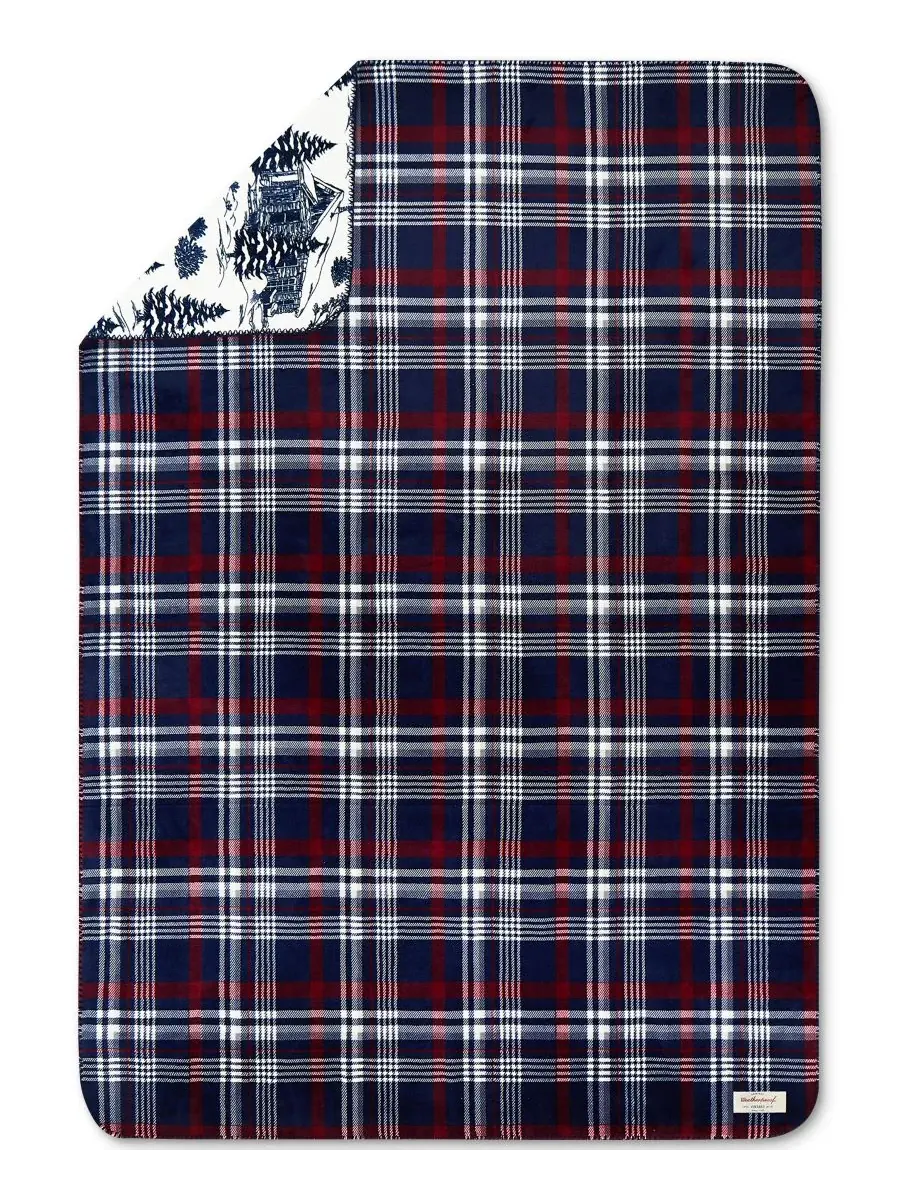 Водонепроницаемый двусторонний плед в клетку, 127 x 178 см Weatherproof Vintage — изображение 3 из 5, темно-синий